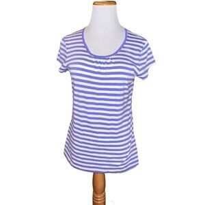 Columbia‎ Striped Short Sleeve Top Women's Blue/White Scoop Neck Pullover Small